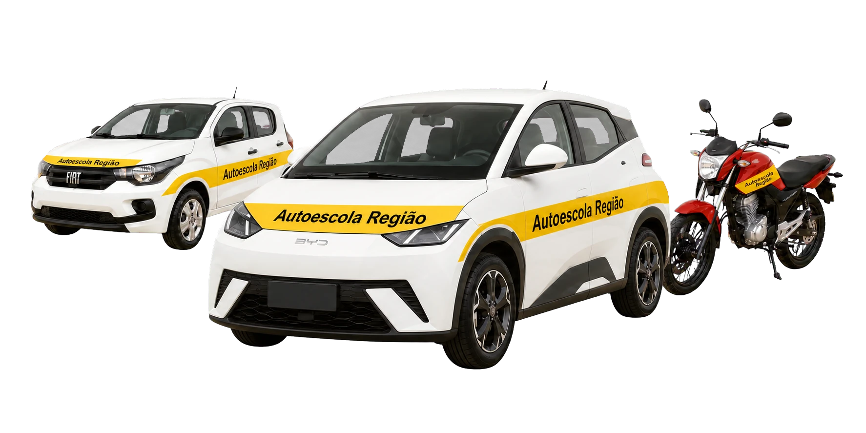 BYD, Fiat Mobi e moto da Auto Escola Região
